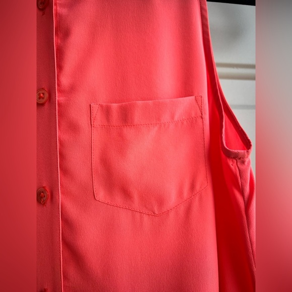 EQUIPMENT FEMME XS 100% Silk Sleeveless Button-Down Blouse Coral Lightweight - Picture 4 of 7